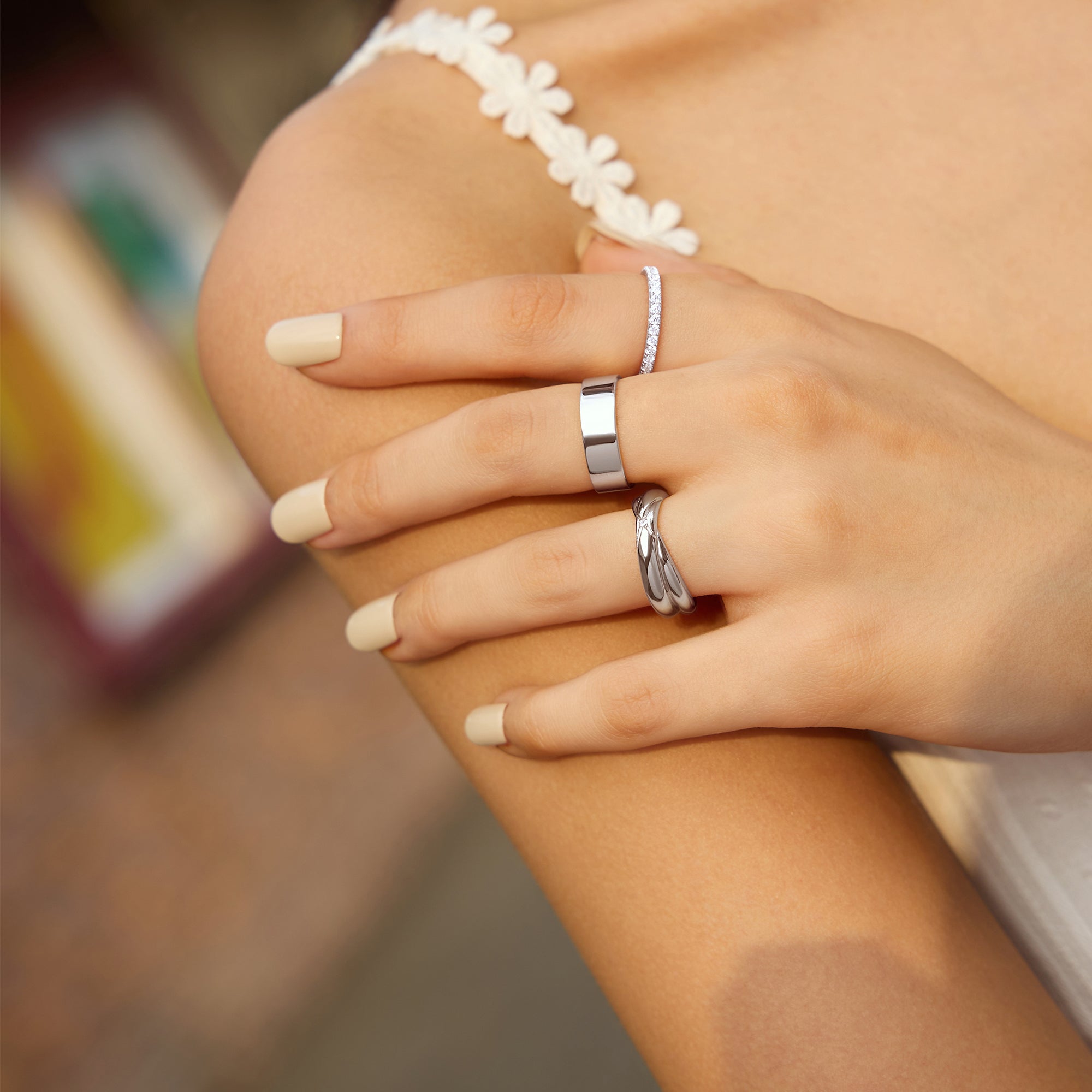 Ania Haie Sunny Sparkler 6mm Smooth Band sormus hopea 54