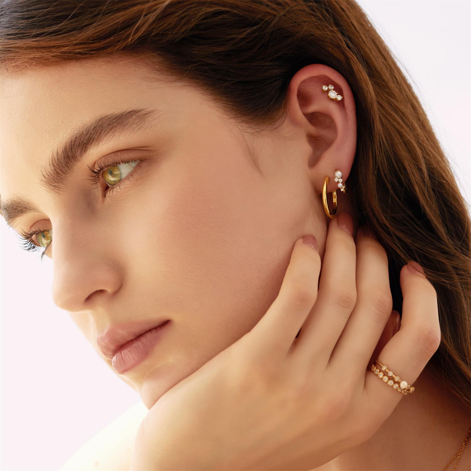 Ania Haie Starlit Drops Shell Pearl Cluster korvakorut kulta 9 mm