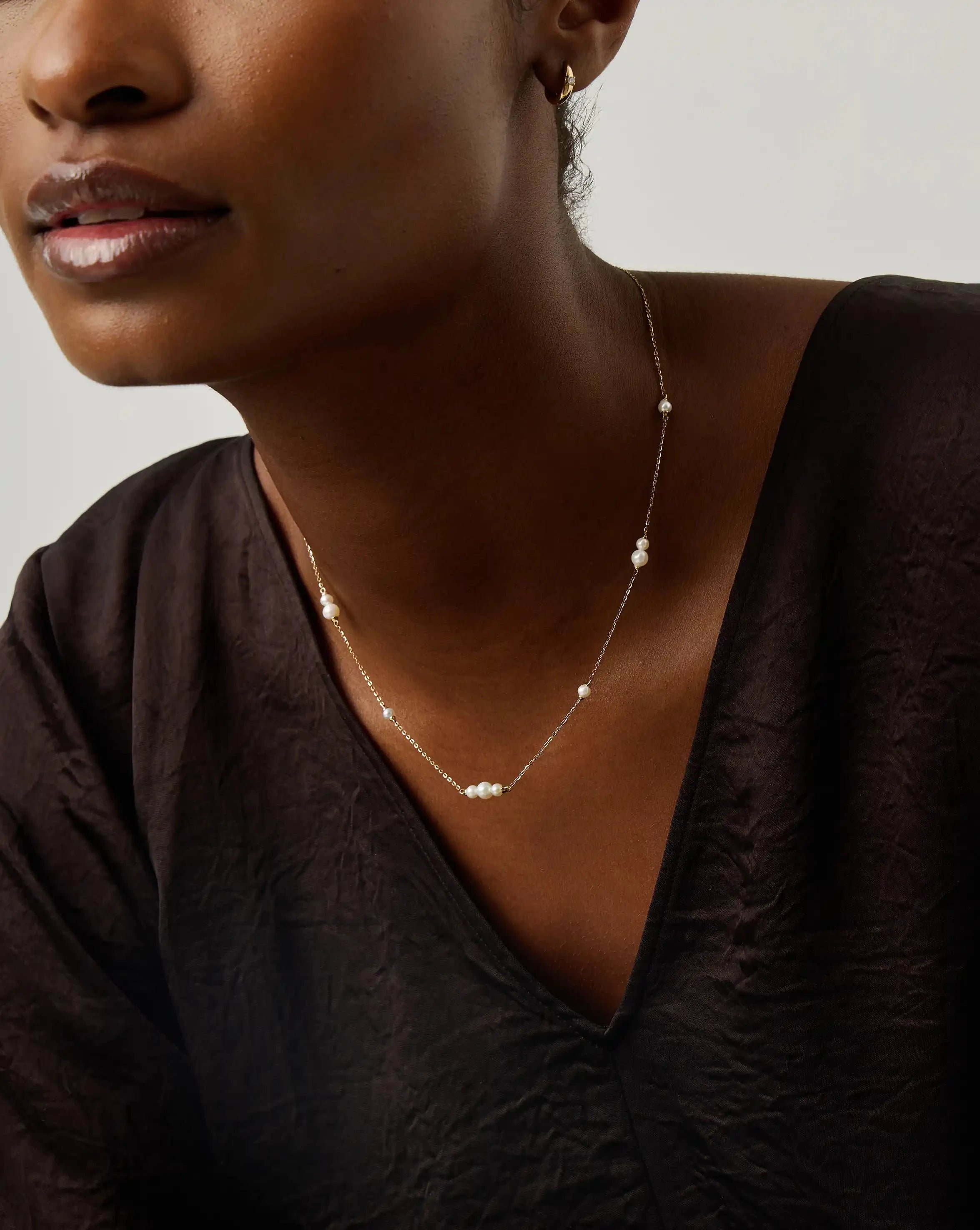 Missoma Solid Gold Pearl Chain kaulakoru 14kt kulta helmi