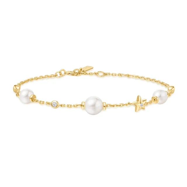 Ania Haie Miss Dainty Shell Pearl Star rannekoru kulta helmi