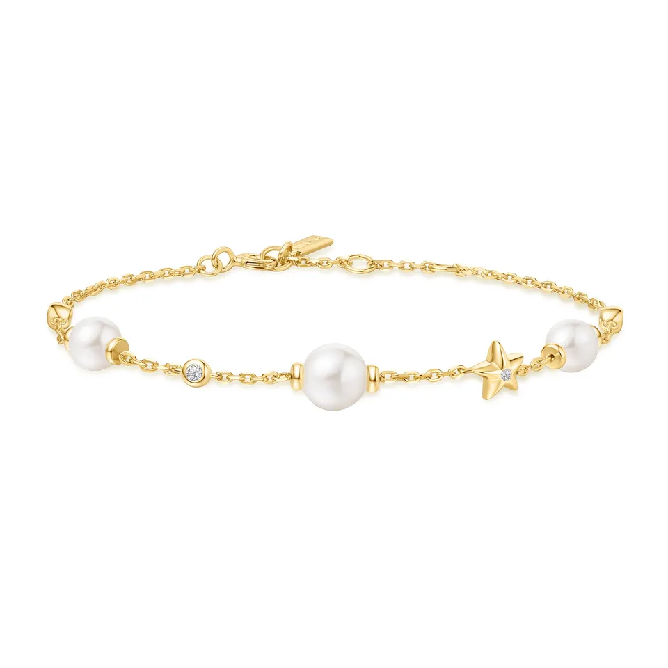 Ania Haie Miss Dainty Shell Pearl Star rannekoru kulta helmi