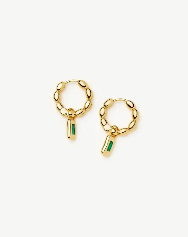 Missoma Molten Charm hoop-korvakorut green onyx kullattu