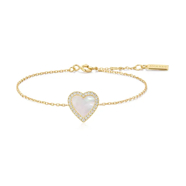 Ania Haie Glimmer Glow Halo Heart rannekoru kulta helmiäinen