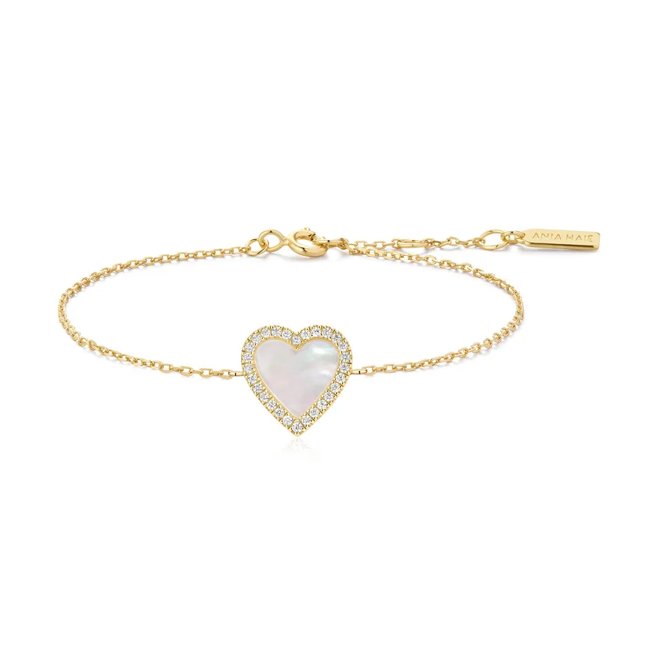 Ania Haie Glimmer Glow Halo Heart rannekoru kulta helmiäinen