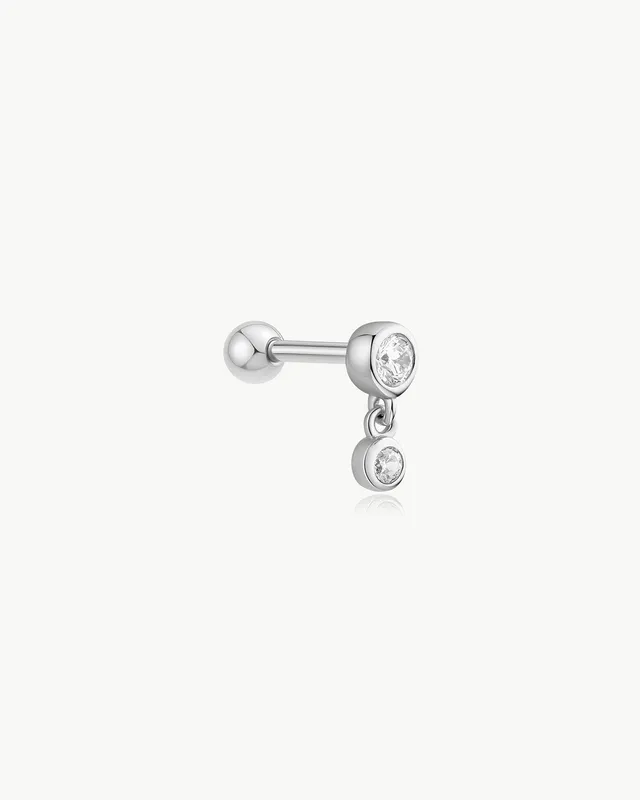 Ania Haie Bezel Dangle Barbell korvakoru hopea single