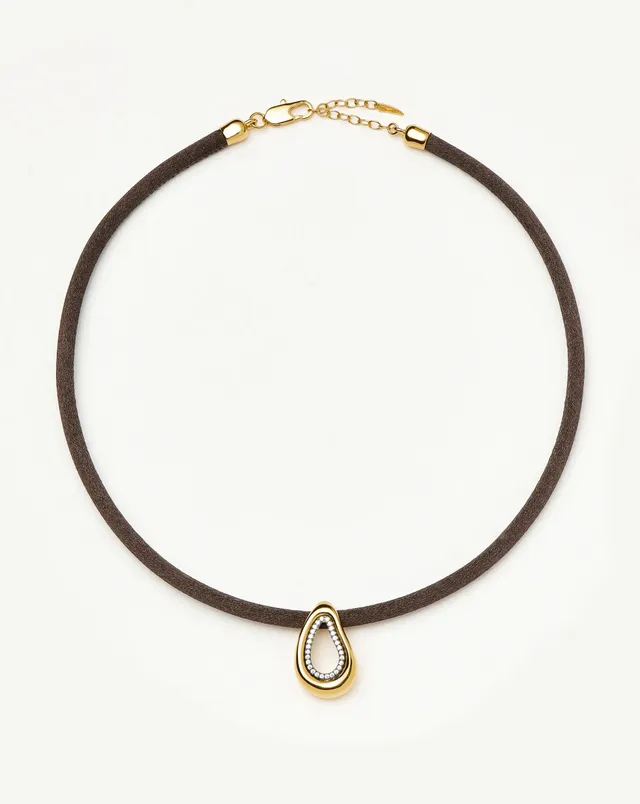 MISSOMA Molten Teardrop Brown Satin Cord kaulakoru zirkonia
