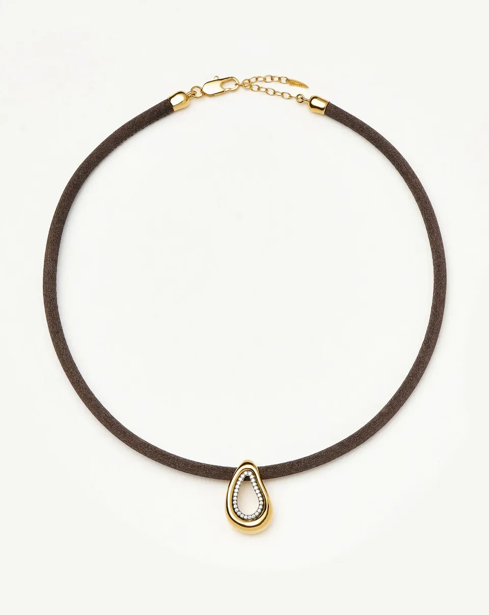 MISSOMA Molten Teardrop Brown Satin Cord kaulakoru zirkonia