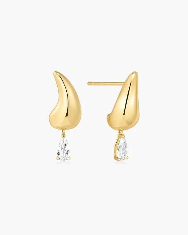 Ania Haie Fluid Light Curved Teardrop korvakorut kulta