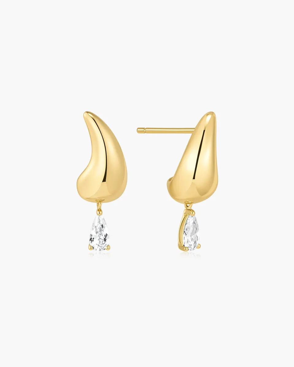 Ania Haie Fluid Light Curved Teardrop korvakorut kulta