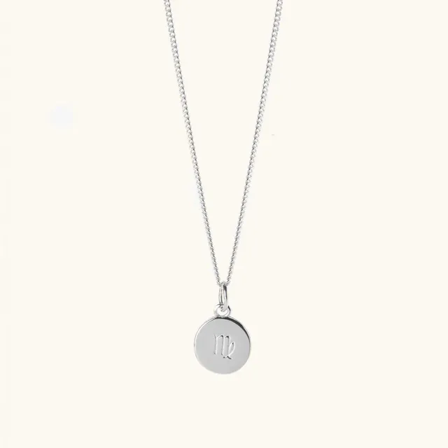 Muru Zodiac Symbol Disc kaulakoru hopea