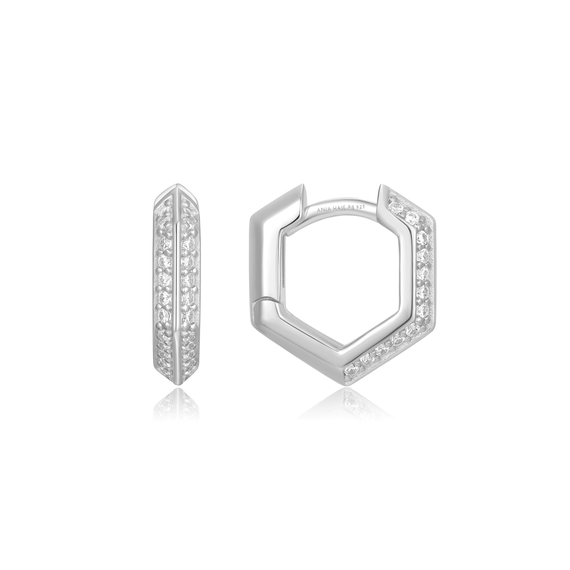 Ania Haie Trailblazer Sparkling Shield huggie-rengaskorvakorut hopea