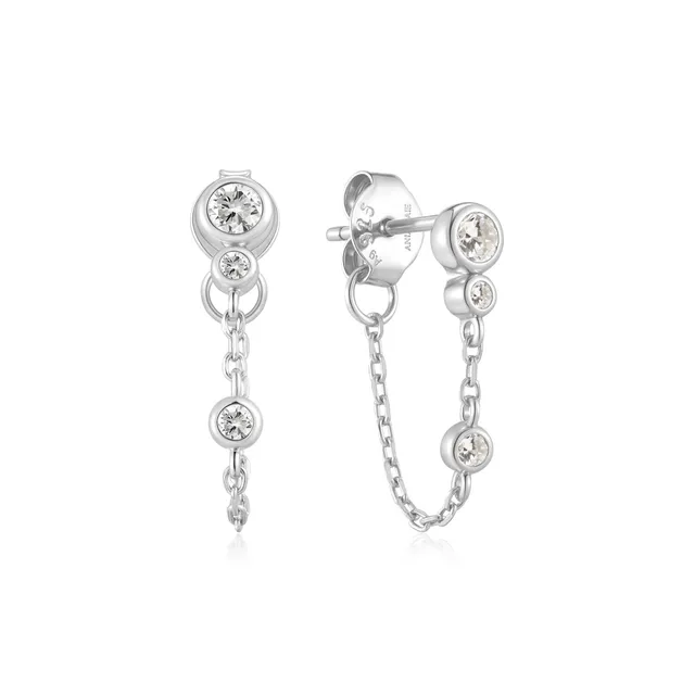 Ania Haie Luna Gaze Bezel Drop Chain korvakorut hopea zirkonia