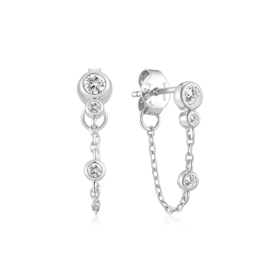 Ania Haie Luna Gaze Bezel Drop Chain korvakorut hopea zirkonia