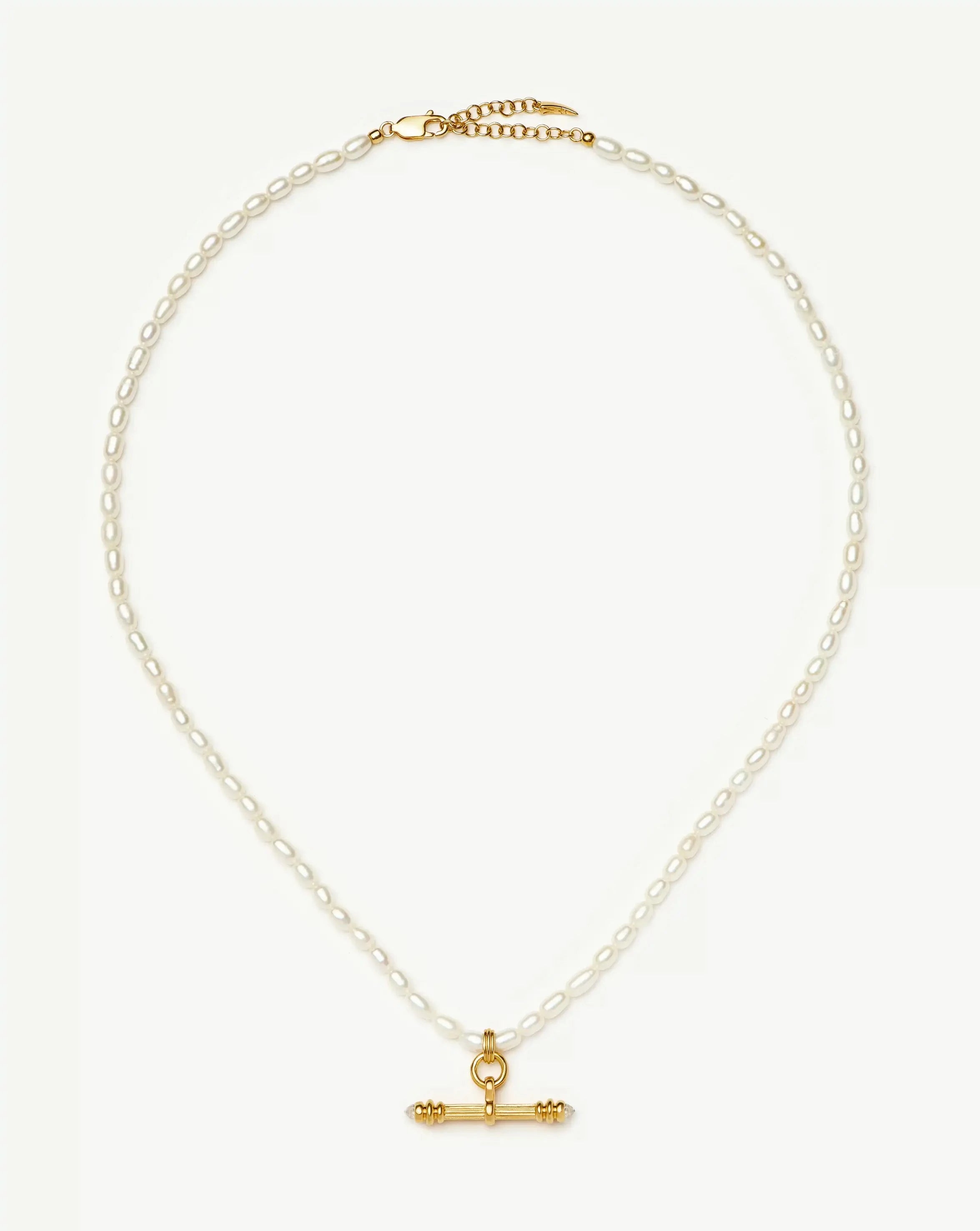 Missoma Harris Reed Pearl T-Bar kaulakoru kulta lyhyt