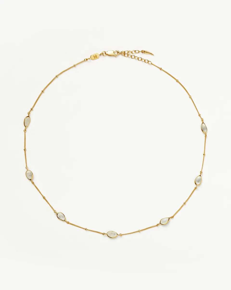 Missoma Magma Charm choker kuukivi kultavermeil