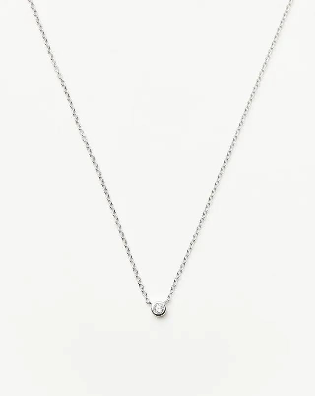 Missoma Diamond Solitaire kaulakoru valkokulta timantti