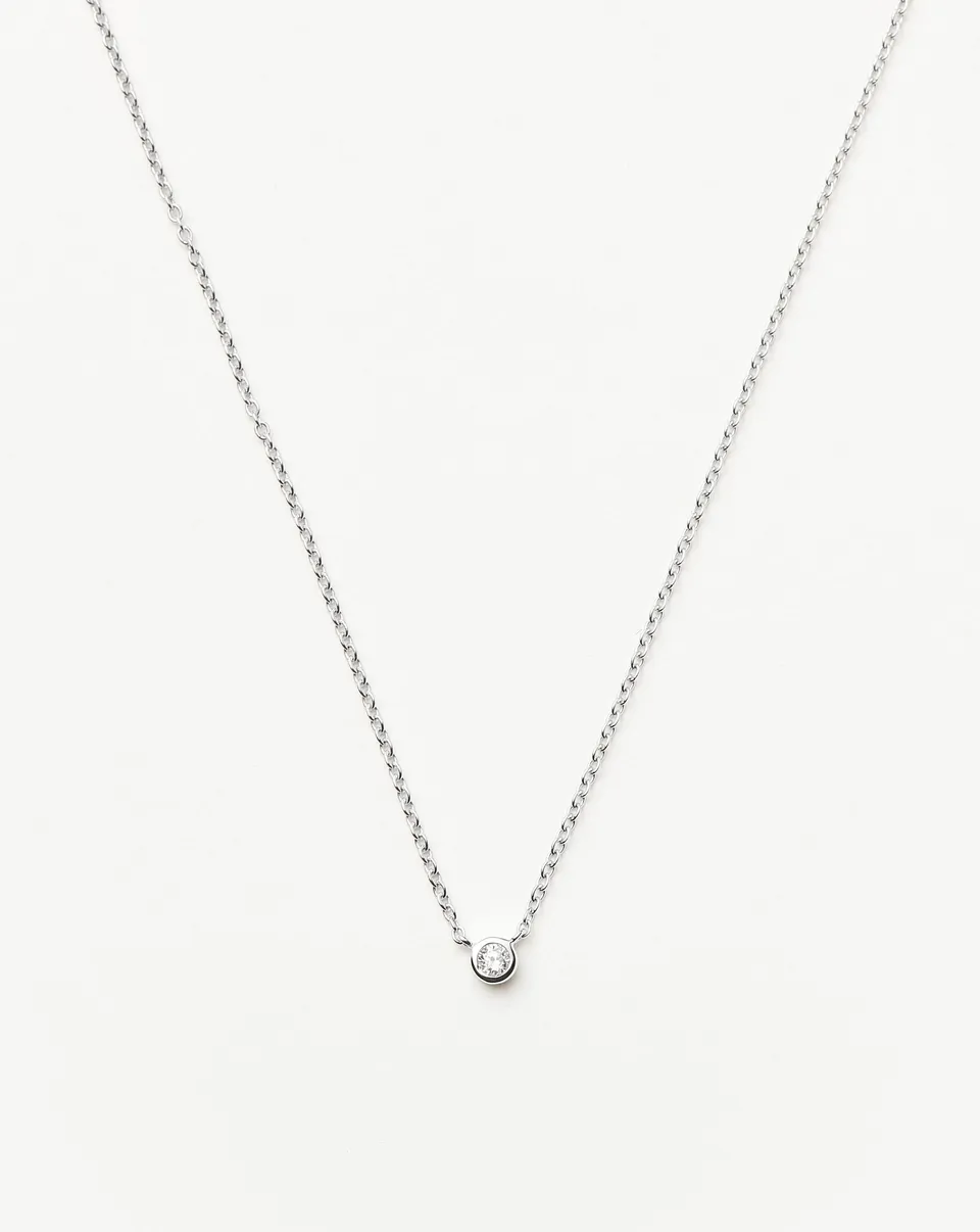 Missoma Diamond Solitaire kaulakoru valkokulta timantti