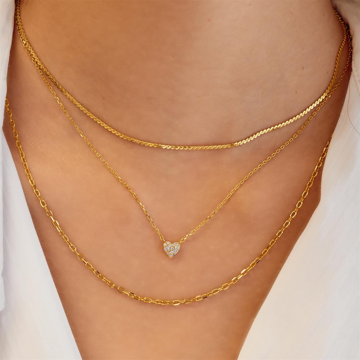 Ania Haie Starlit Drops Pavé Heart kaulakoru kulta