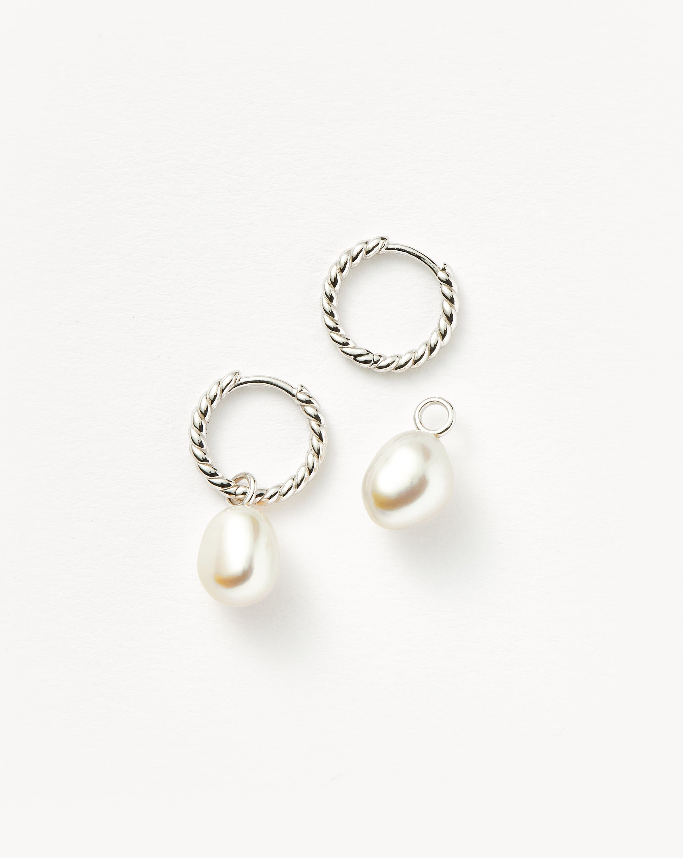 Missoma Pearl Twisted Drop korvakorut helmi hopea