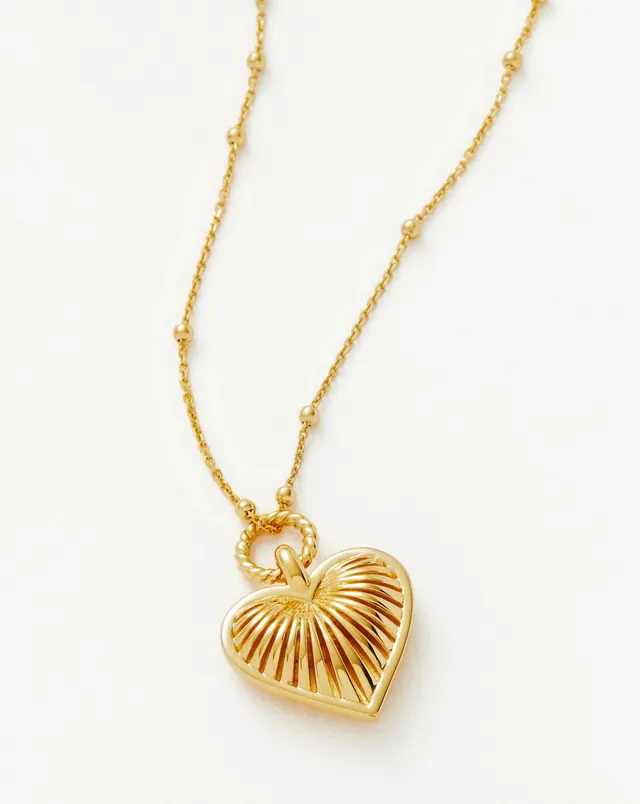 Missoma Ridge Heart Charm kaulakoru kullattu pitkä