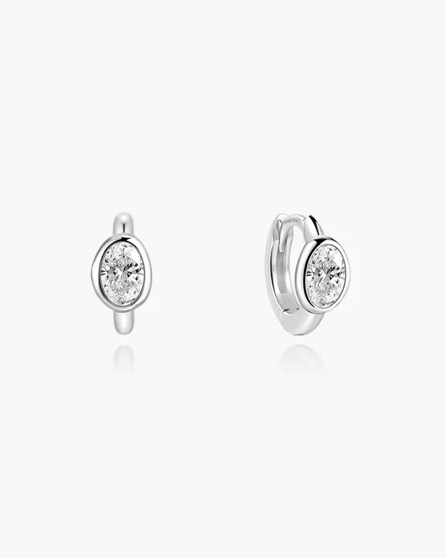Ania Haie Wanderer Bezel Organic Pebble huggie-korvakorut hopea