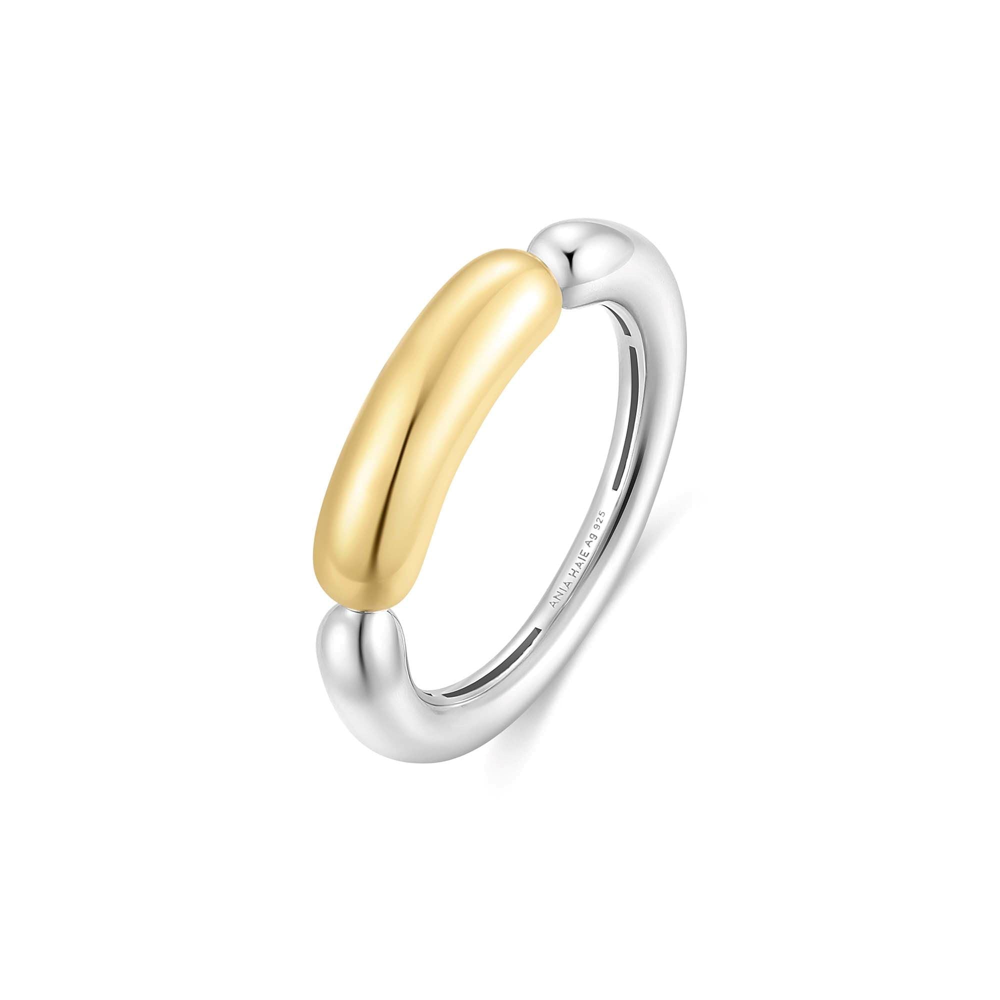 Ania Haie Segmented Puffy sormus two-tone 54