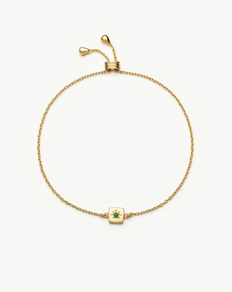 Missoma May Birthstone rannekoru kulta vihreä onyksi