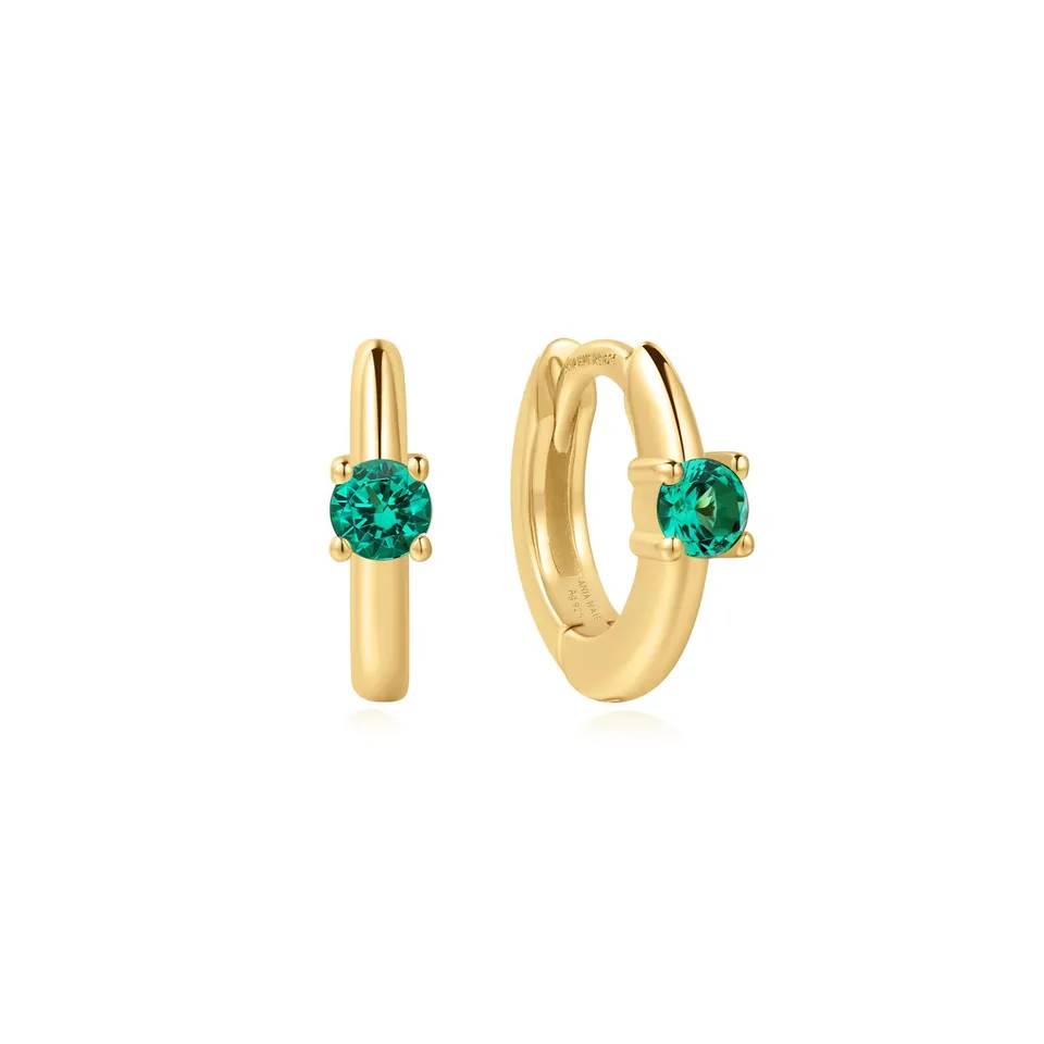 Ania Haie Ripple Joy Gold Green Huggie rengaskorvakorut vihreä 6,5mm