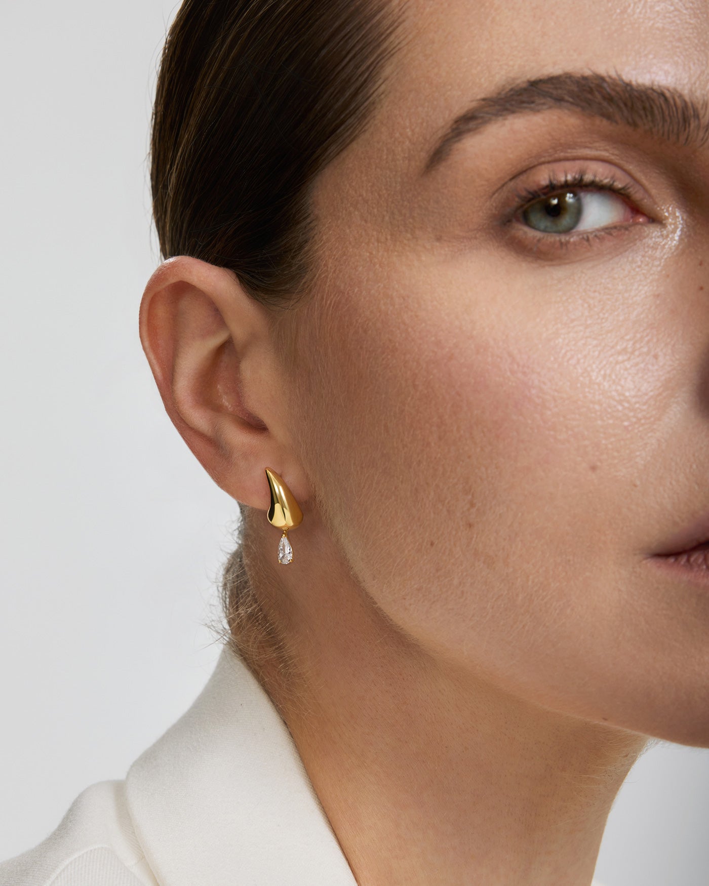 Ania Haie Fluid Light Curved Teardrop korvakorut kulta