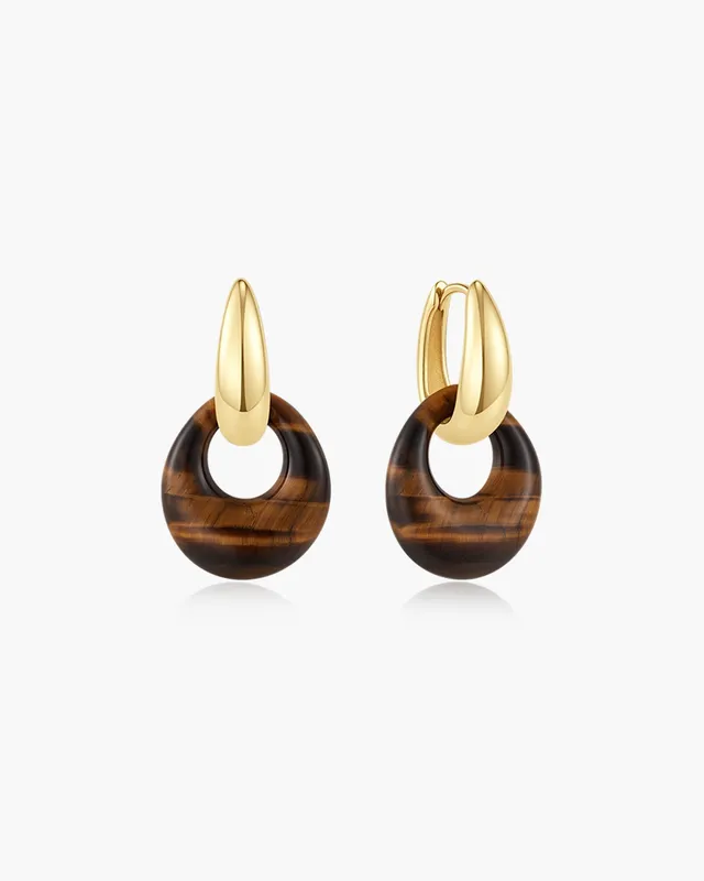 Ania Haie Wanderer Hollow Tiger's Eye Organic Pebble Drop korvakorut