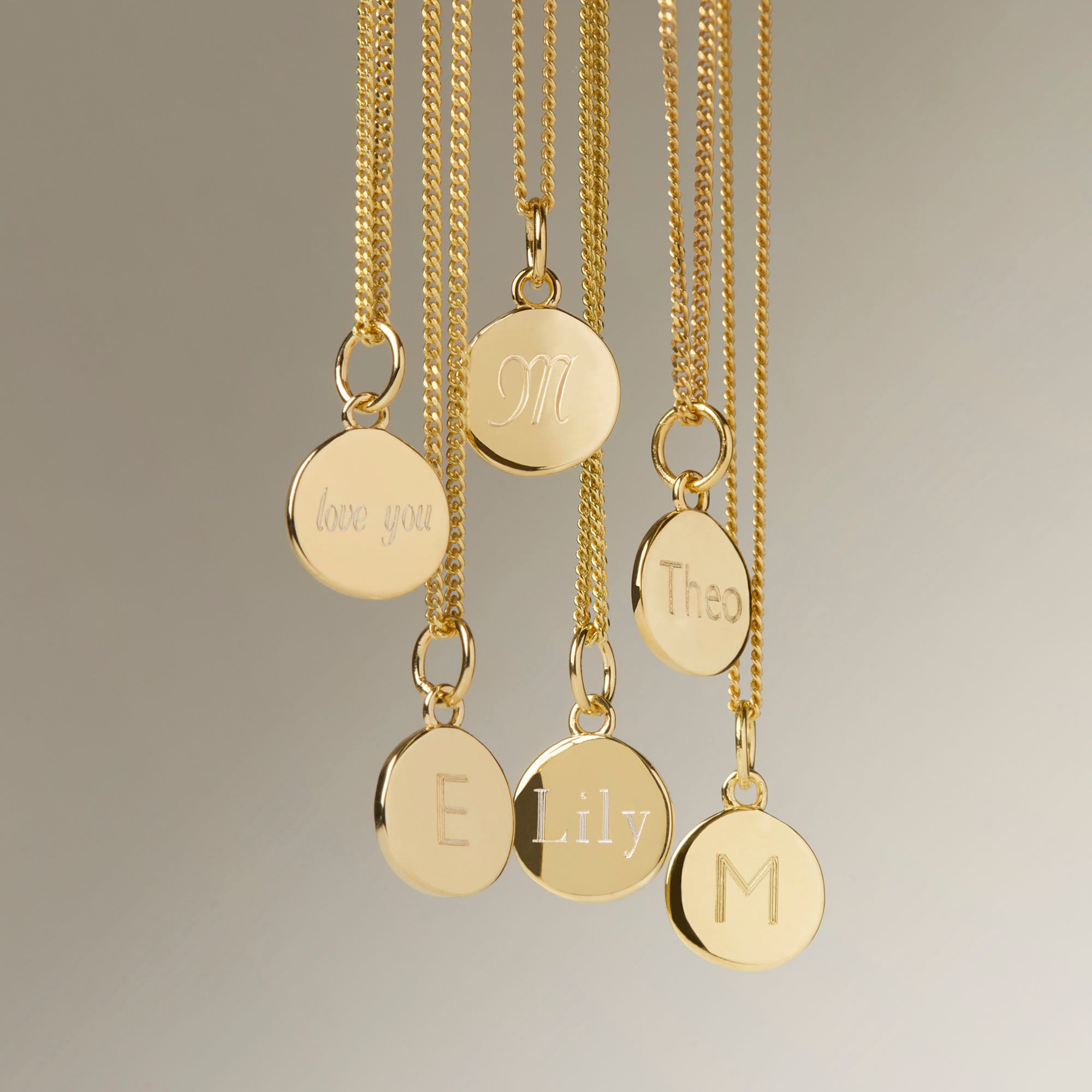 Muru Jewellery Disc kaulakoru kulta kaiverrus 40cm