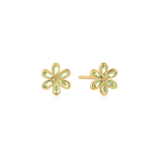 Ania Haie Ripple Joy Mint Green Floral Stud korvakorut kulta vihreä