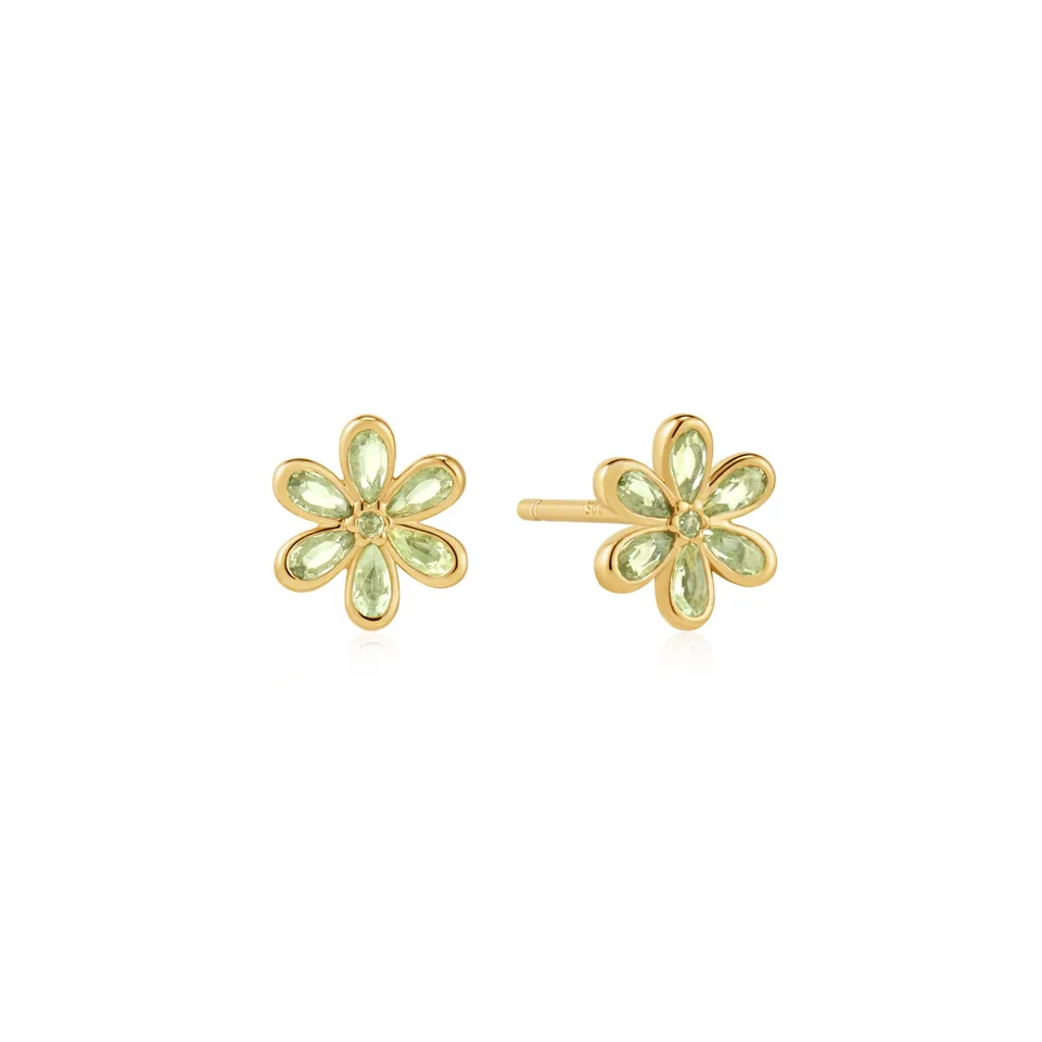 Ania Haie Ripple Joy Mint Green Floral Stud korvakorut kulta vihreä
