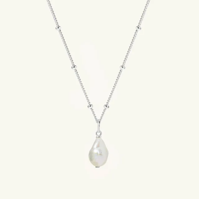 Muru Jewellery Freshwater Pearl Bead Chain kaulakoru hopea makeanveden helmi