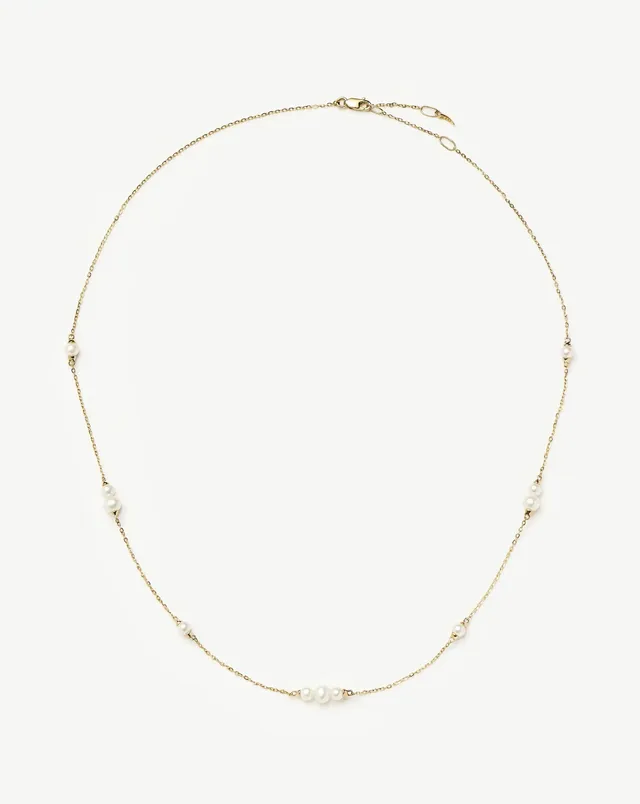 Missoma Solid Gold Pearl Chain kaulakoru 14kt kulta helmi