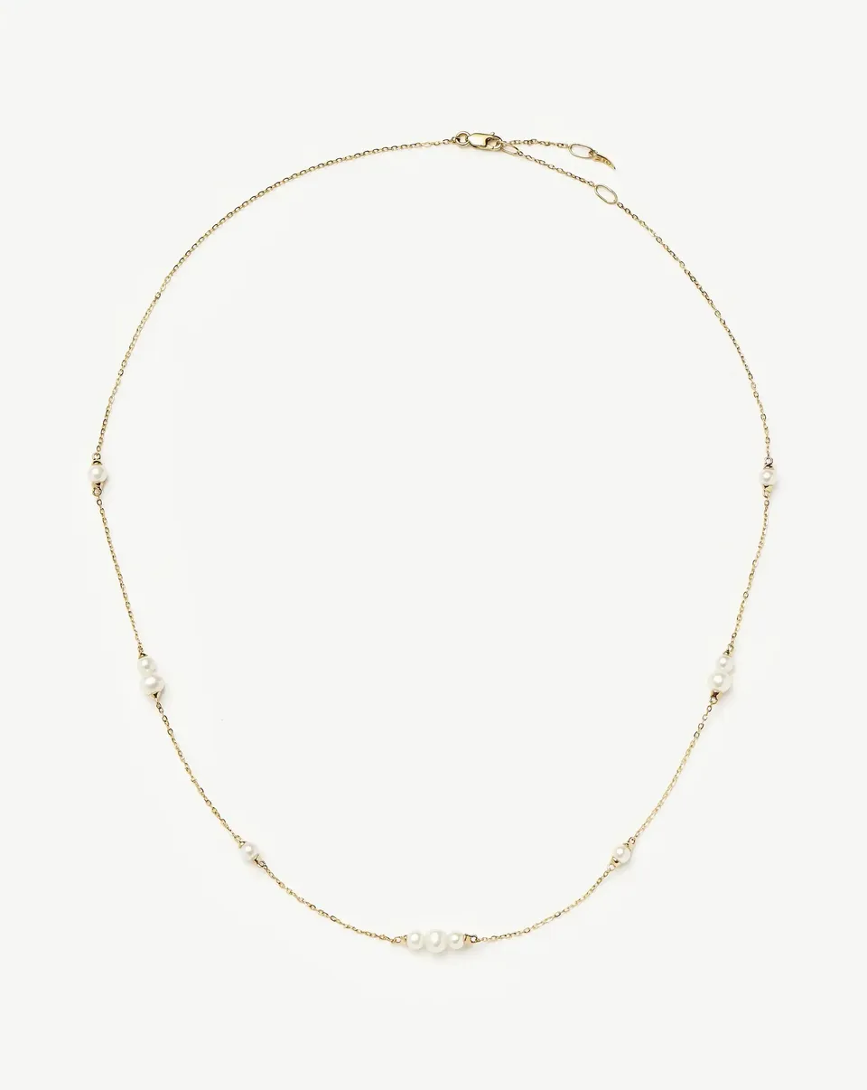 Missoma Solid Gold Pearl Chain kaulakoru 14kt kulta helmi