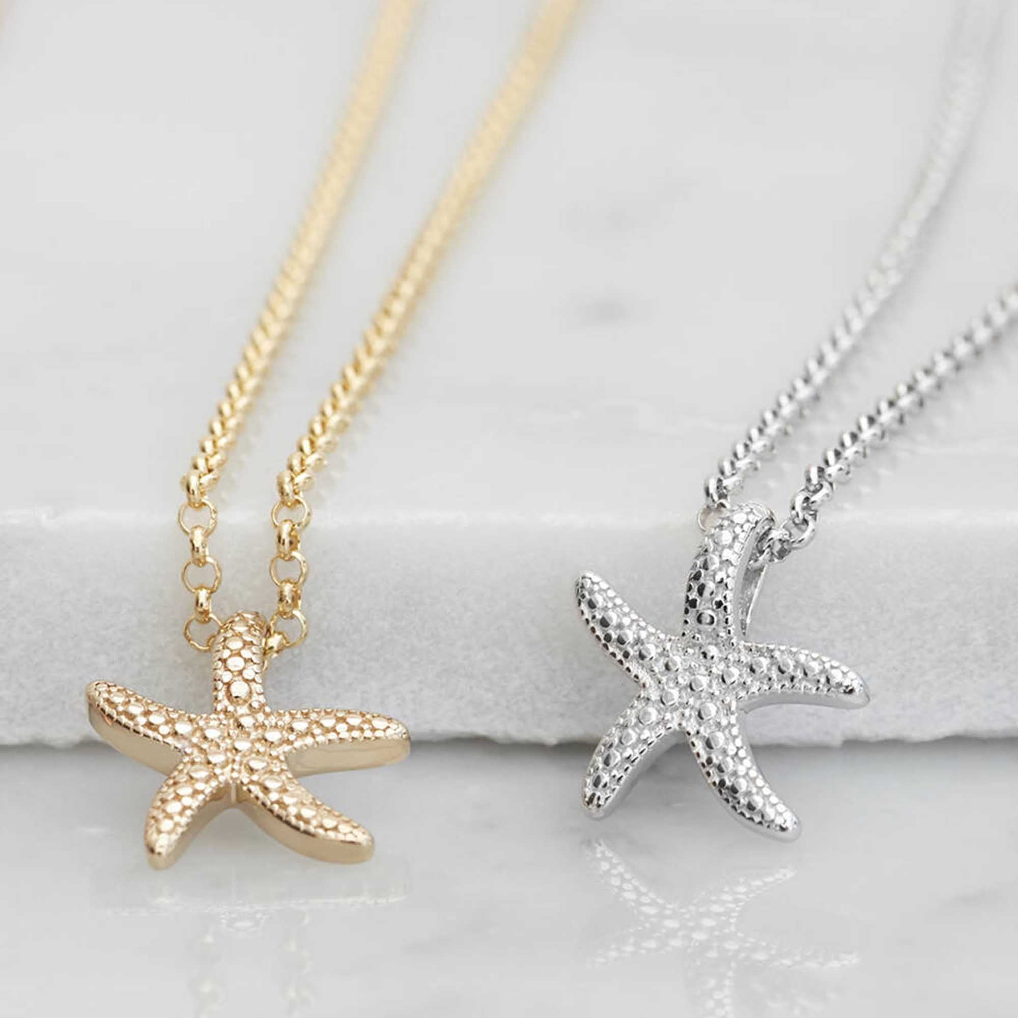 Muru Starfish kaulakoru hopea meritähti 45 cm