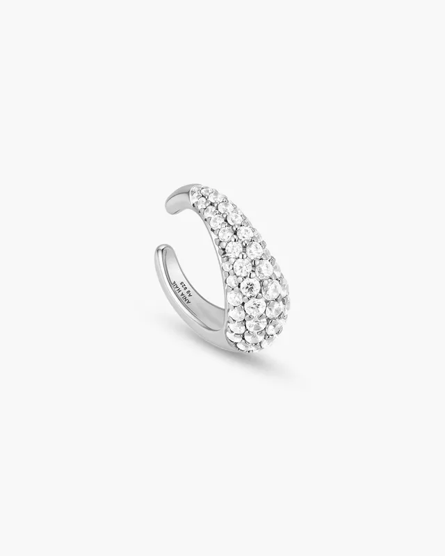 Ania Haie Fluid Light Pavé Curved Teardrop korvamansetti hopea