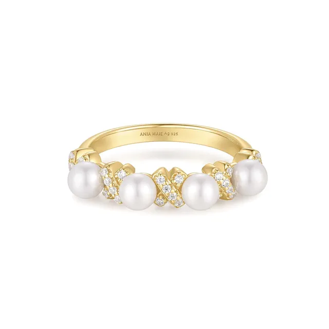 Ania Haie Reimaginer Sparkling Braided Pearl sormus kulta