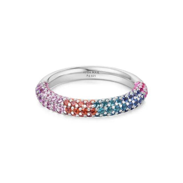 Ania Haie Sunny Sparkler Rainbow Pavé sormus hopea värikäs