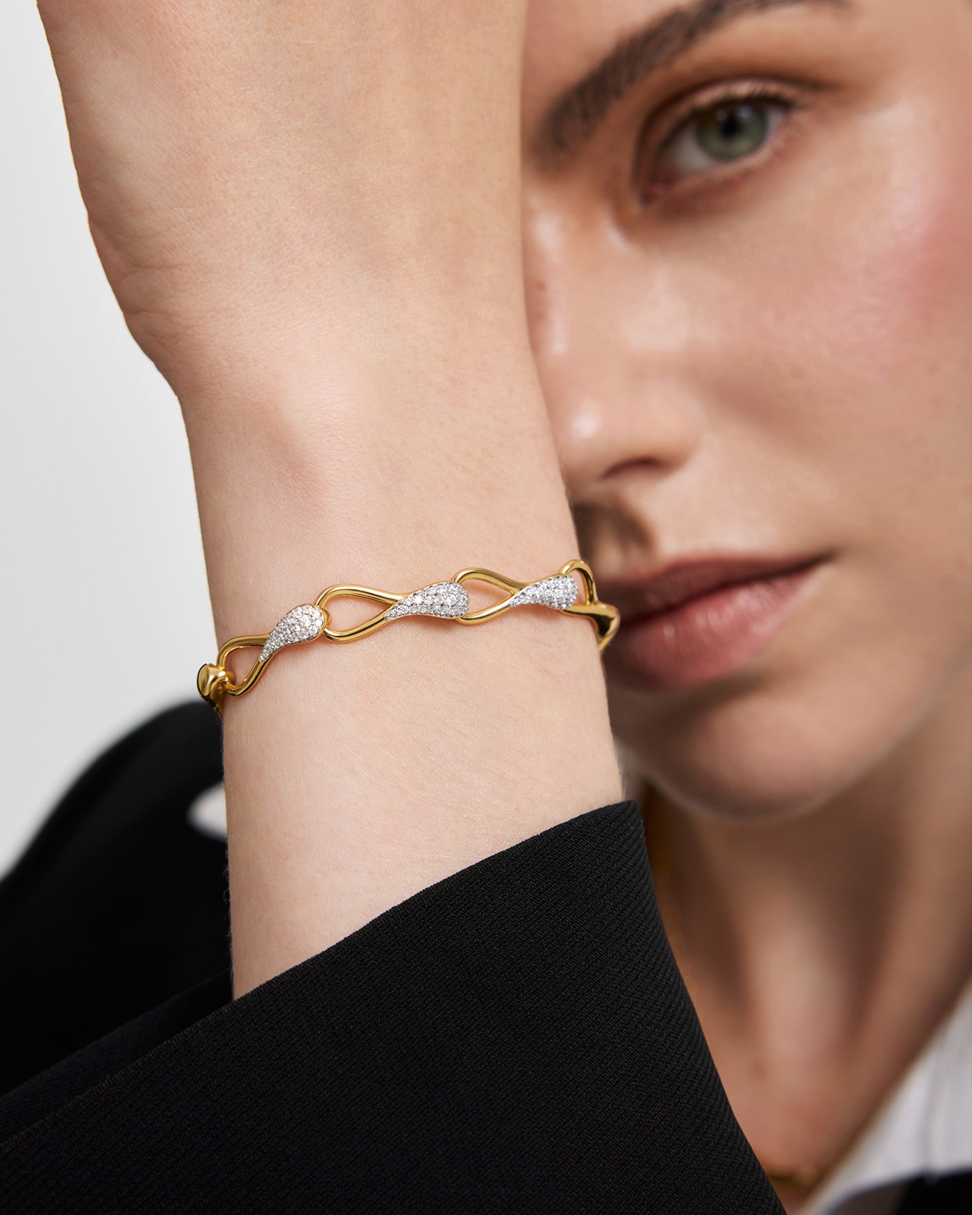 Ania Haie Fluid Light Interlocked Link rannekoru kulta pave