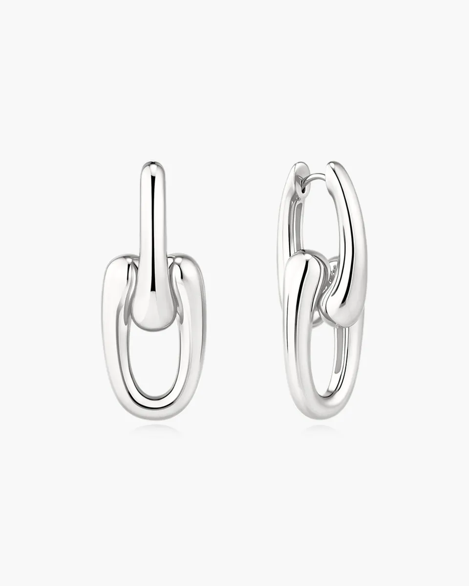 Ania Haie Sculptural Interlocking Huggie korvakorut hopea