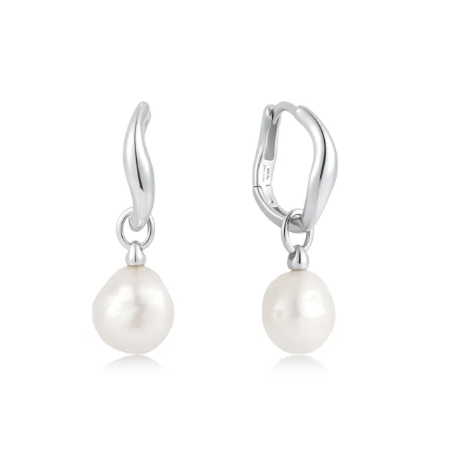 Ania Haie Pearl Drop Hoops korvarenkaat hopea helmi
