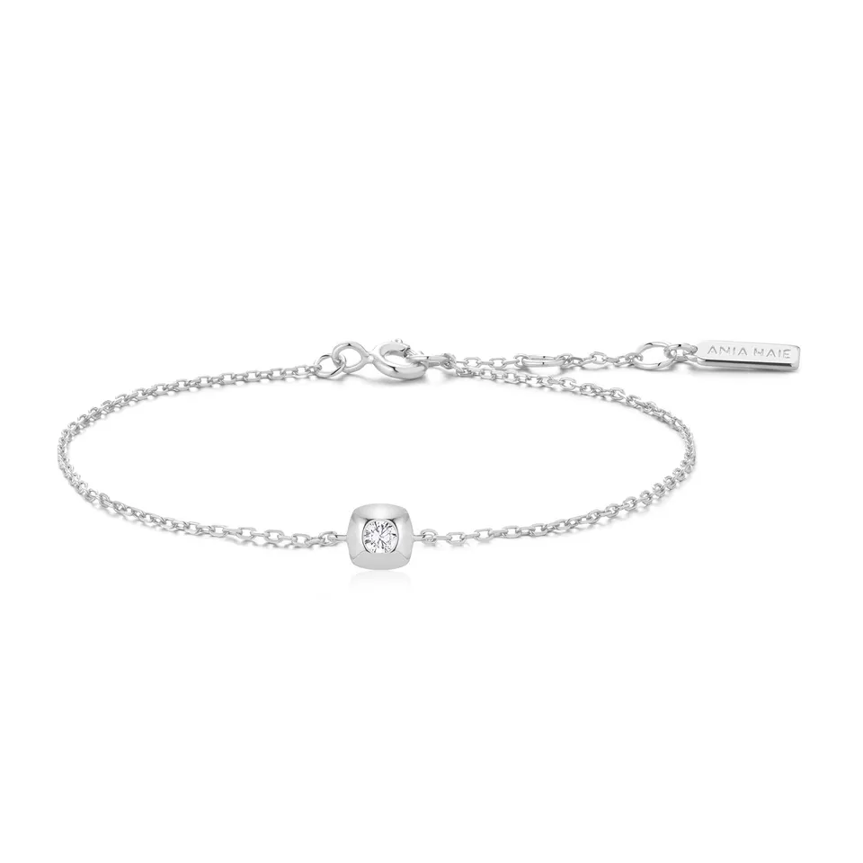 Ania Haie Modern Bezel-Set Solitaire rannekoru hopea zirkonia