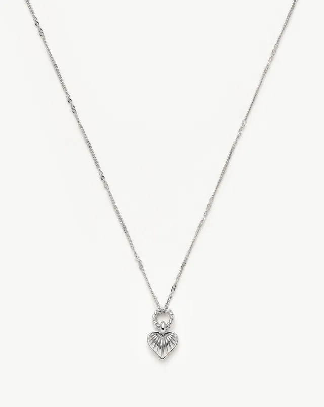 MISSOMA Ridge Mini Ridge Heart Charm hopeakaulakoru sterlinghopea sydän