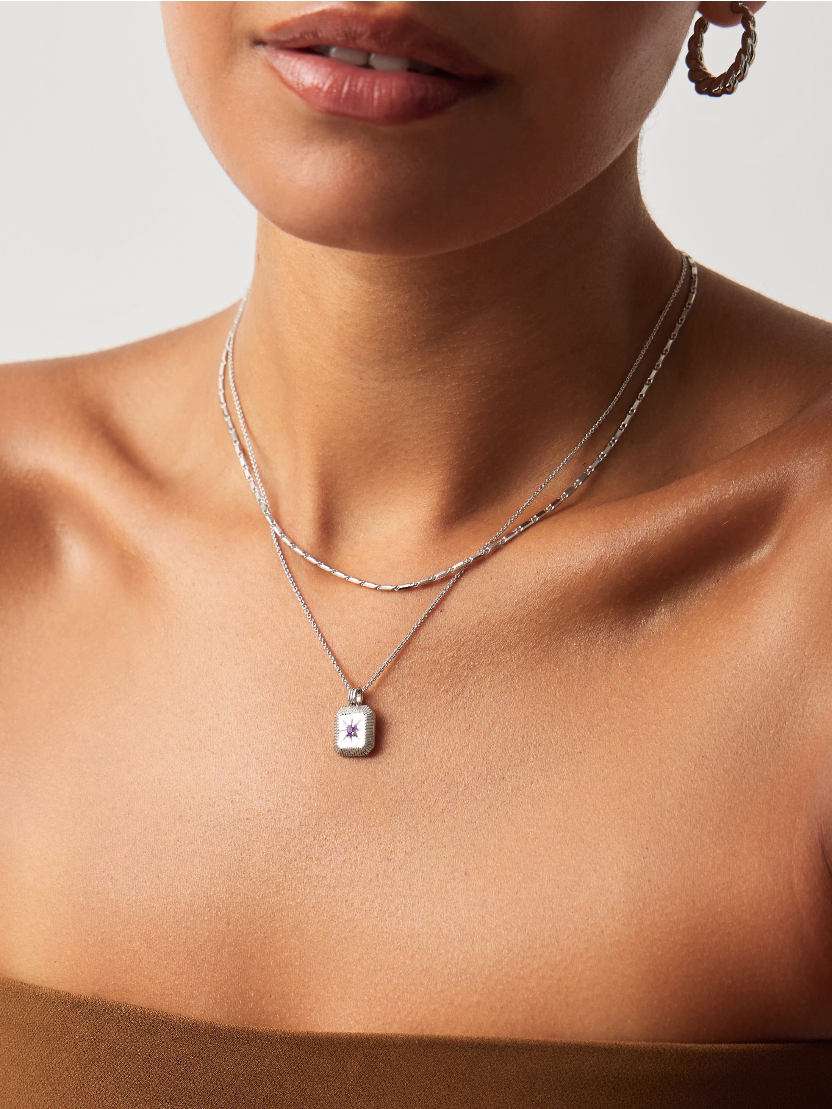 MISSOMA February Birthstone kaulakoru hopea ametisti