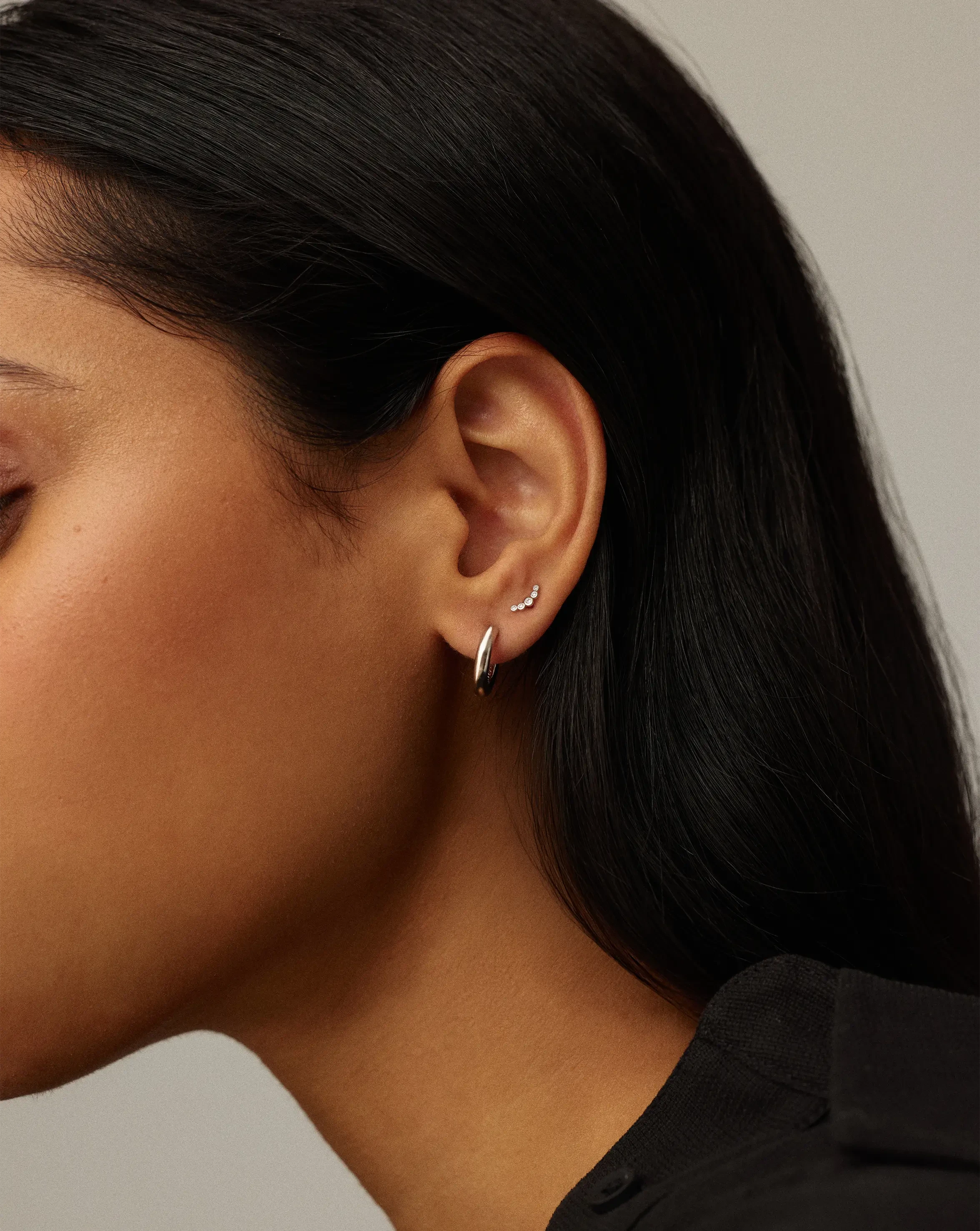 Missoma Diamond Ear Climber nappikorvakoru 9ct valkokulta