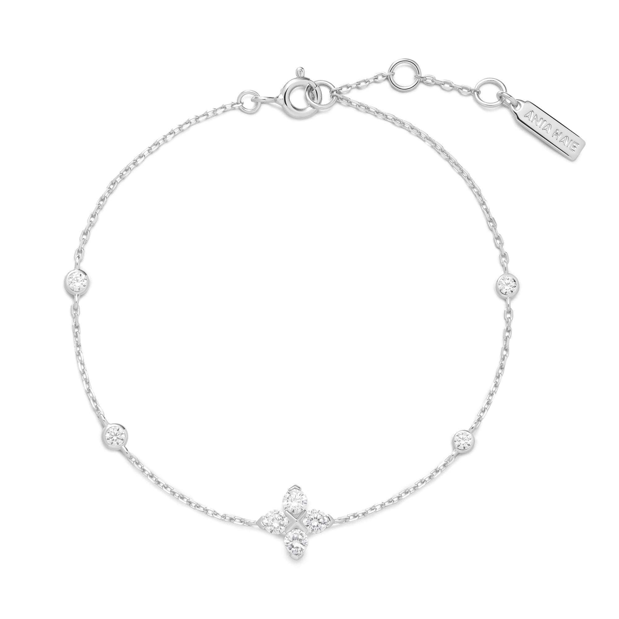 Ania Haie Starlit Drops Clover rannekoru hopea zirkonia