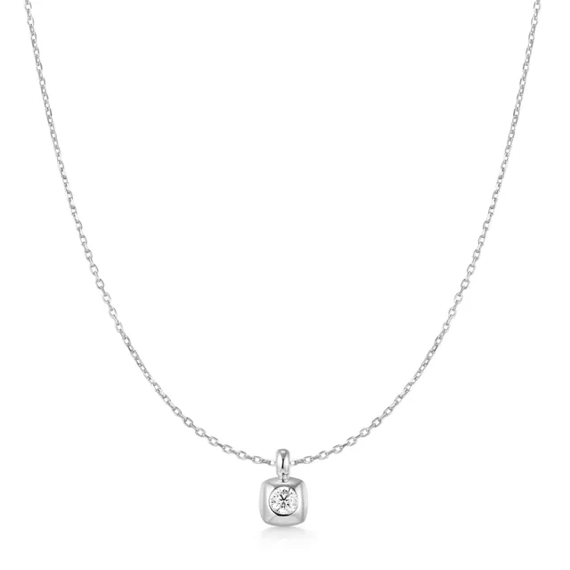 Ania Haie Tide Echo Modern Bezel-Set Solitaire kaulakoru hopea zirkonia