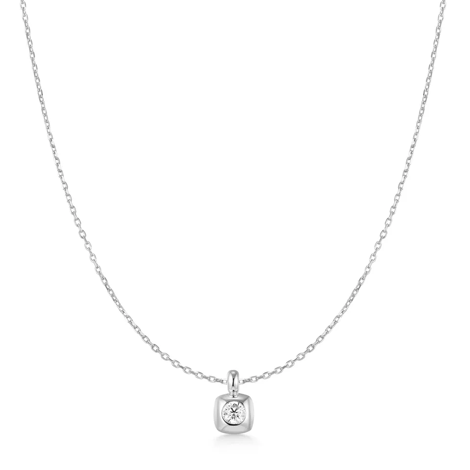 Ania Haie Tide Echo Modern Bezel-Set Solitaire kaulakoru hopea zirkonia